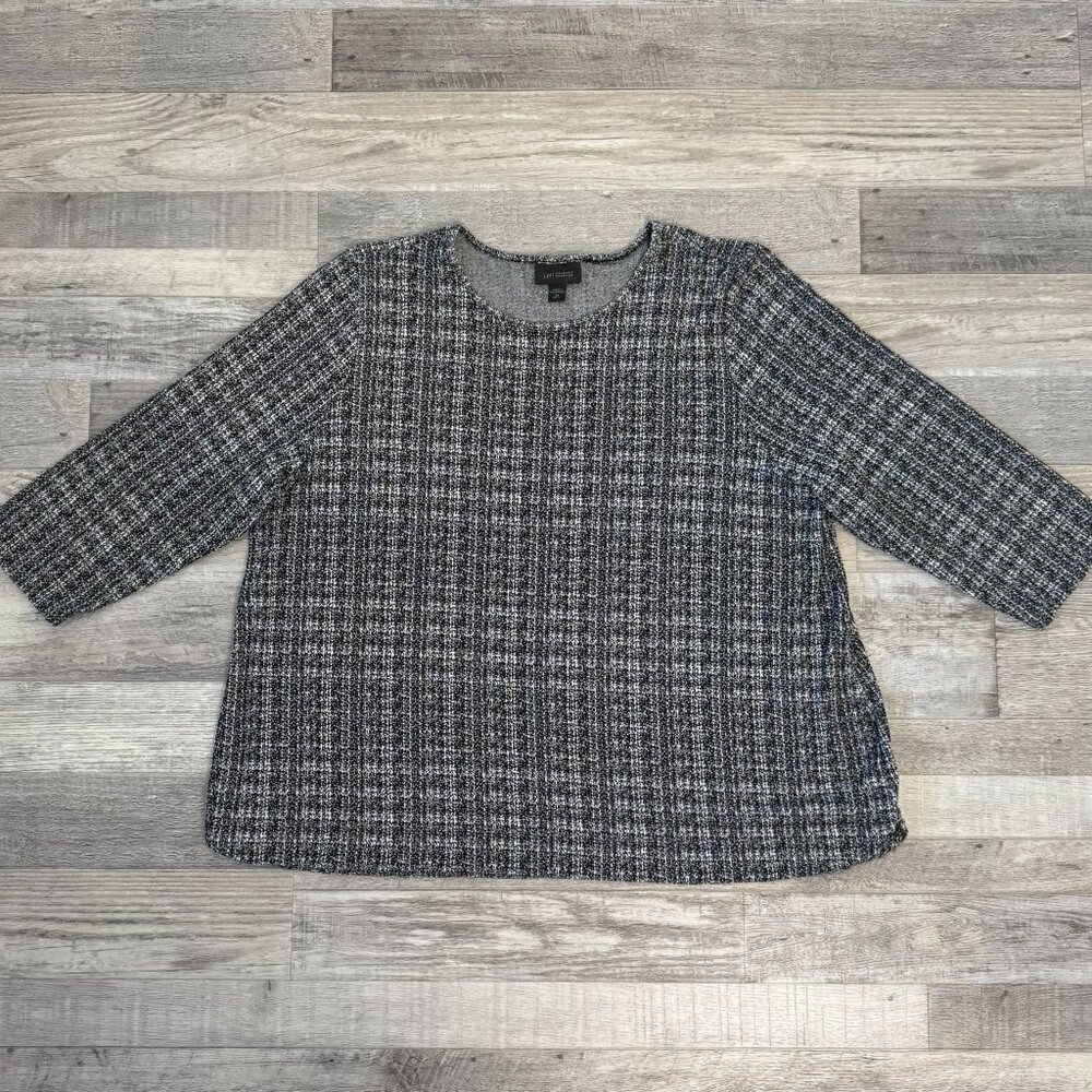 J. Jill Wearever Collection Black White 3/4 Sleeve Top G42